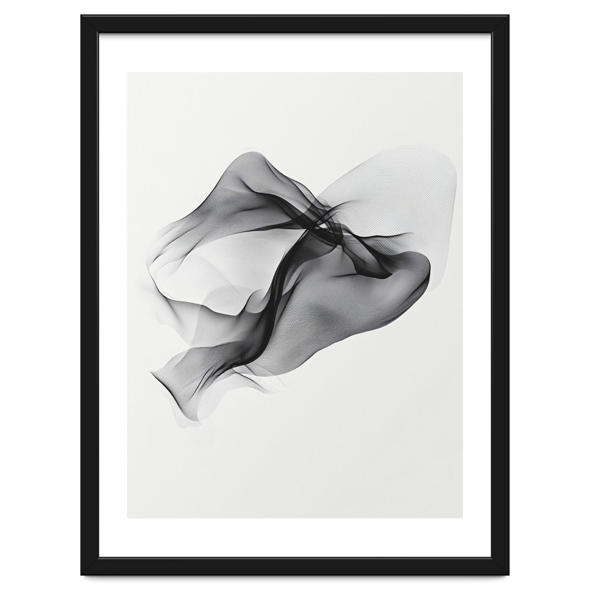 Abstract Black Flowing Fabric Wave