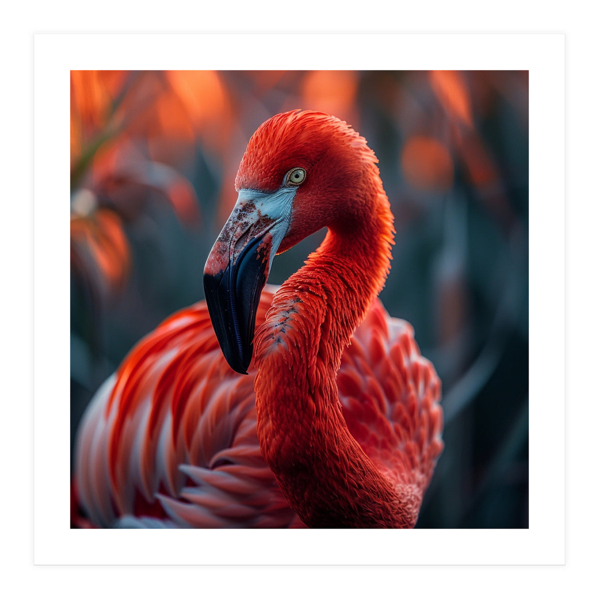 Vibrant Flamingo Close Up Portrait Outdoor Nature (Print Only)