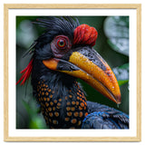 Close Up Of Helmeted Hornbill Bird In Rain thumbnail