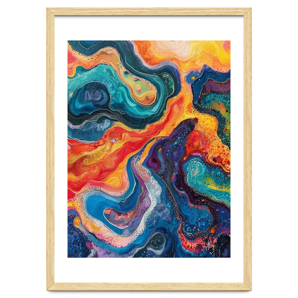 Vibrant Fluid Acrylic Pour Abstract Art