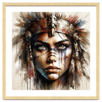 Regal Warrior Woman Watercolor Portrait