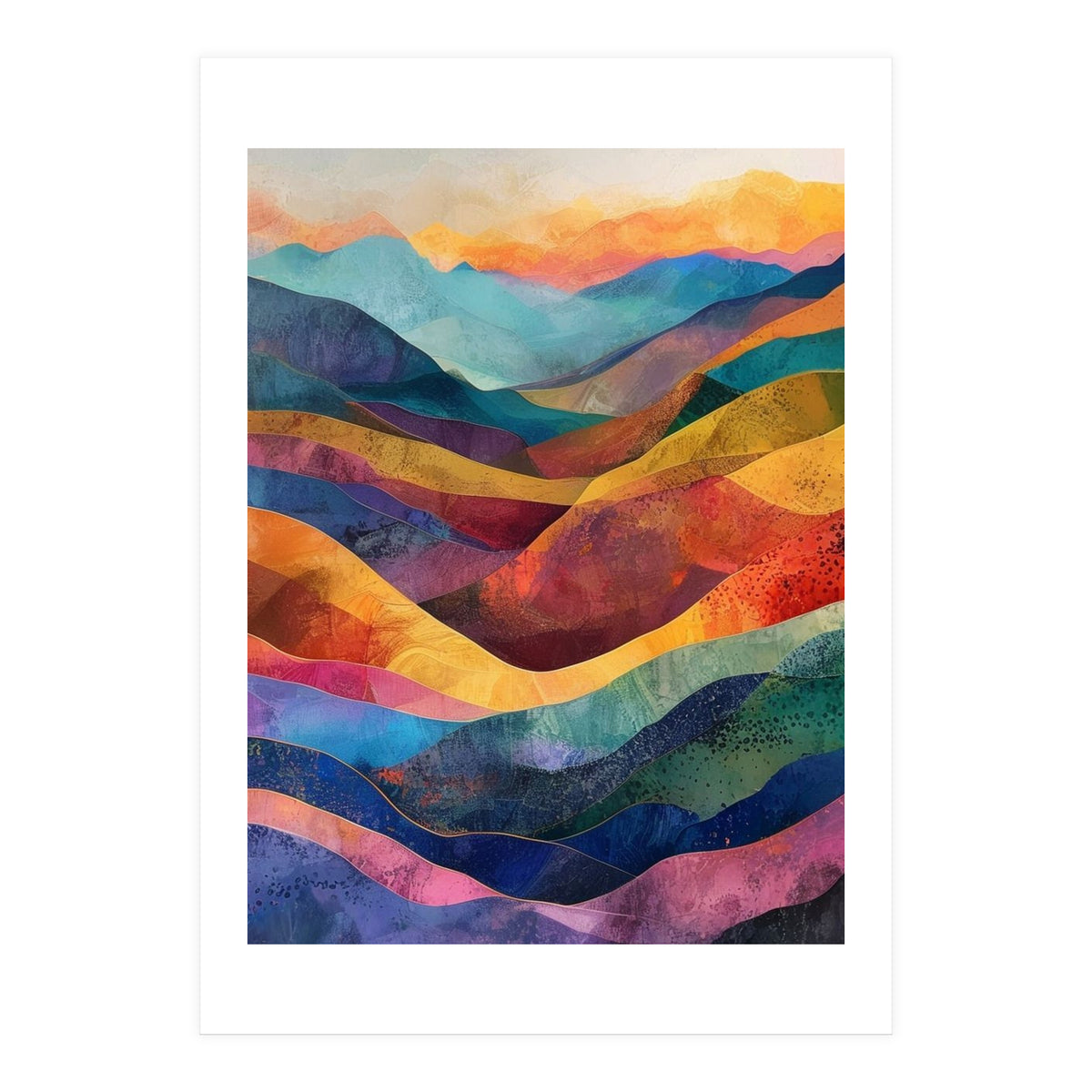 Jewel-Toned Abstract Mountain Landscape Wall Art (Print Only)