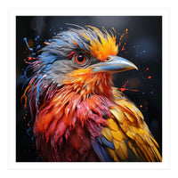 Vibrant Bird With Colorful Splatter Paint  (Print Only)