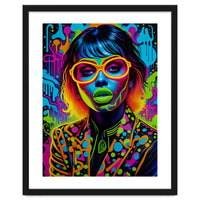 Girl In Glasses Neon Graffiti Art