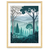 Vibrant Silhouettes in the Misty Teal Highlands thumbnail