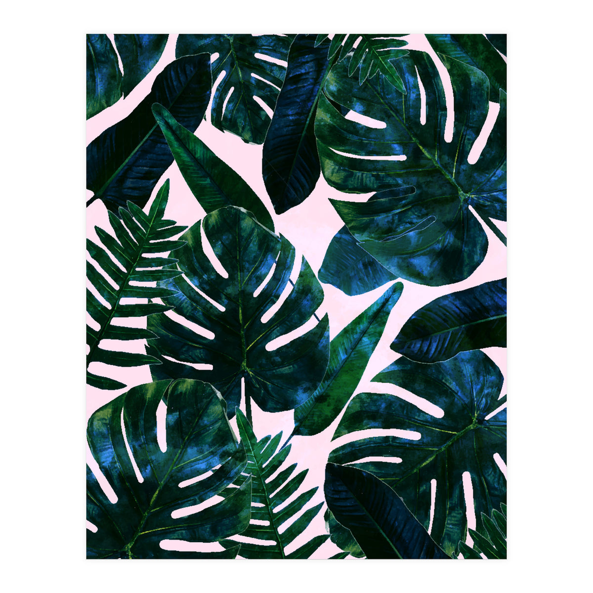 Tropical Nature Monstera Watercolor Painting, Botanical Jungle Dark Palm Illustration (Print Only)