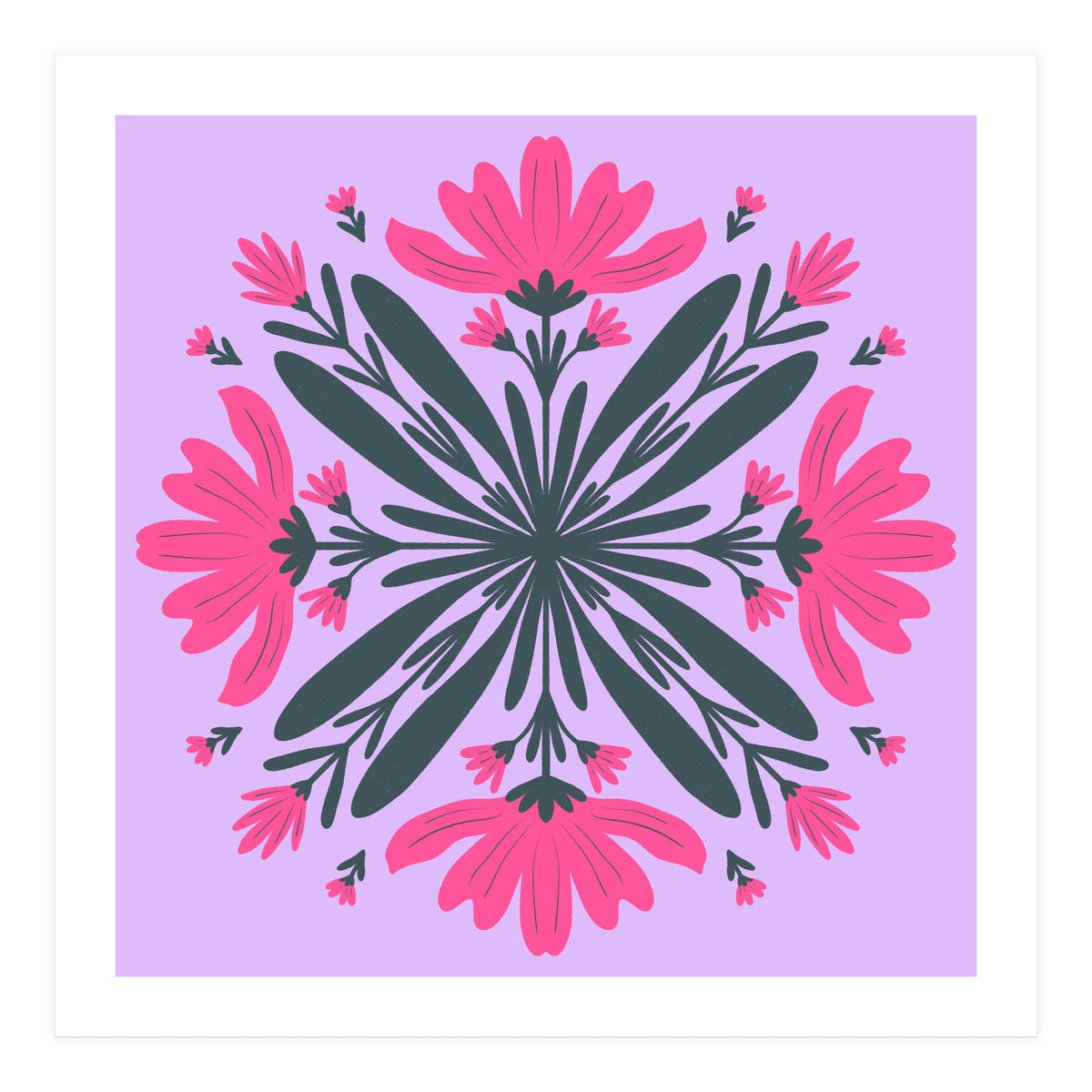 Magenta mandala flowers (Print Only)