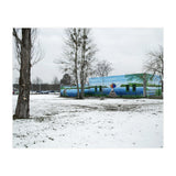 Colorful barn in the snowy ground landscape (Print Only) thumbnail