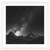 Starlit Mountain Majesty: Detailed Monochrome Milky Way