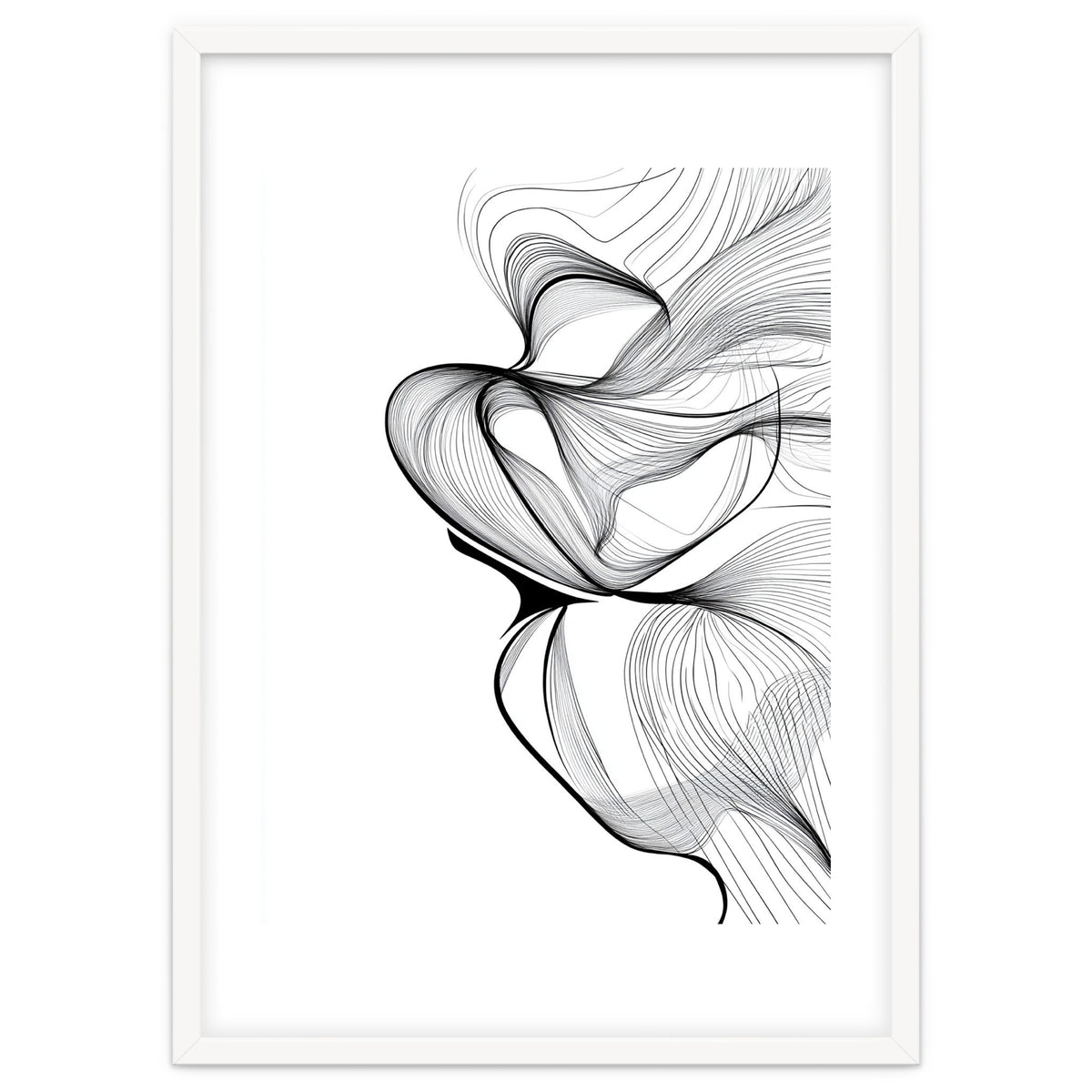 Abstract Black And White Swirls And Lines Flowing Art