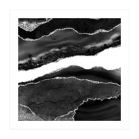 Black & Silver Agate Texture 08  (Print Only)