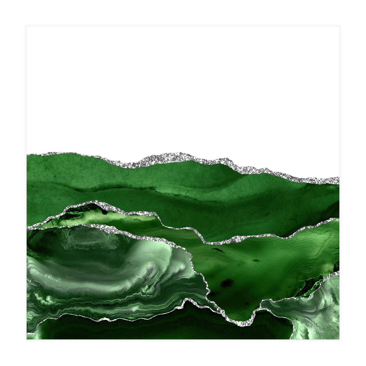 Green & Silver Agate Texture 07 (Print Only)