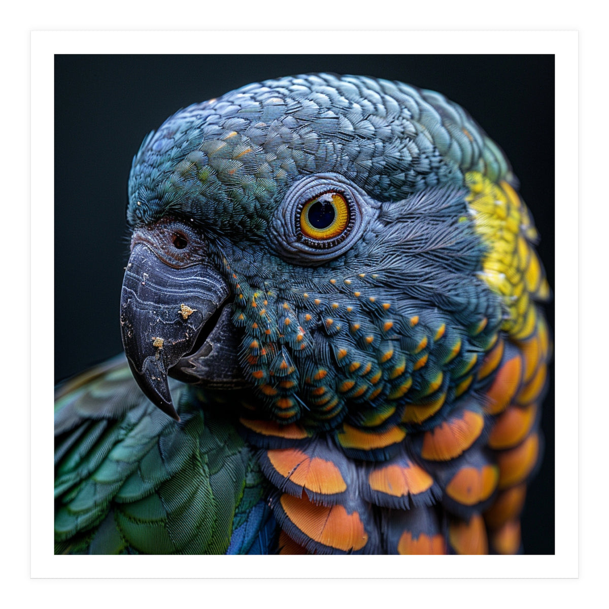 Close Up Portrait Of A Colorful Parrot's Face (Print Only)