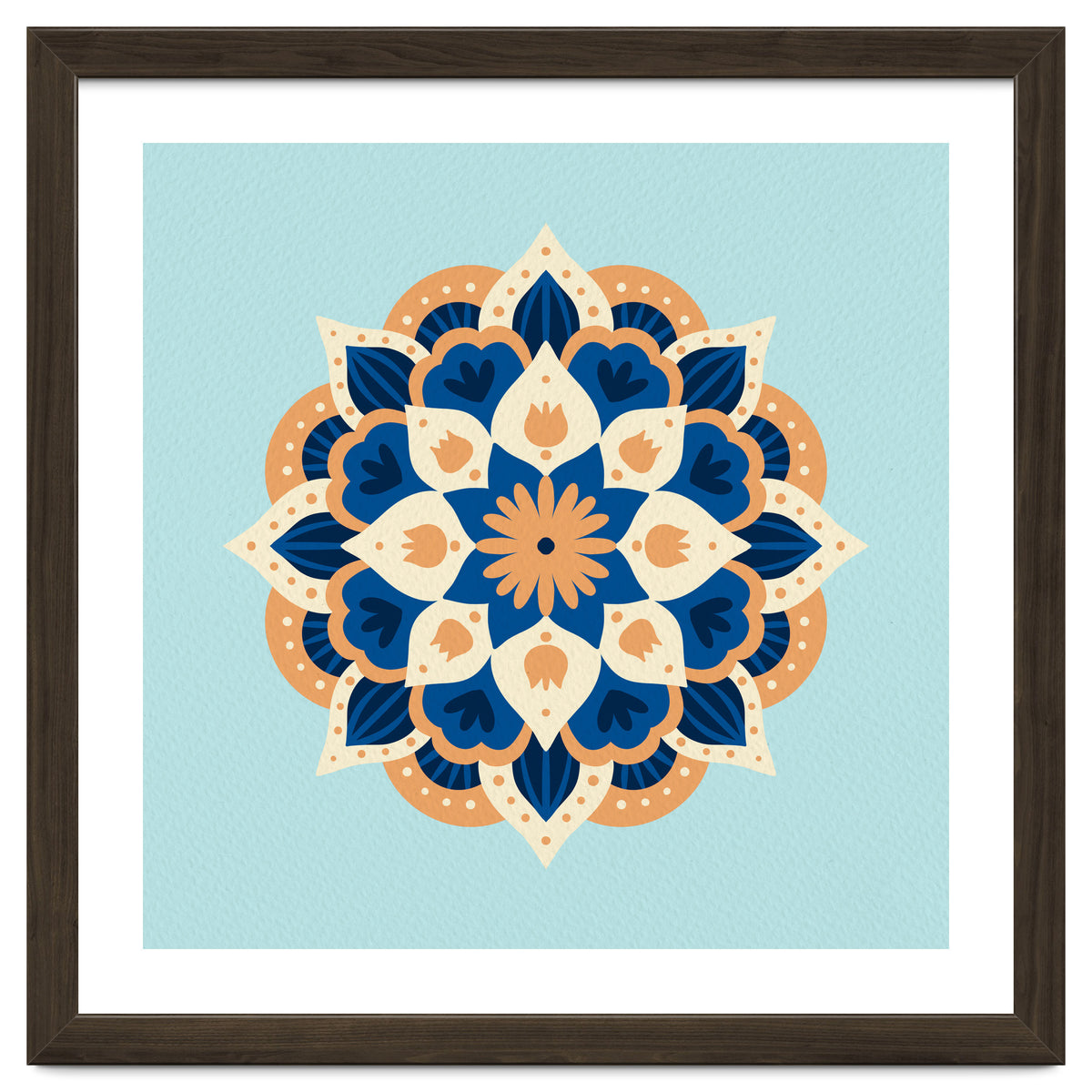 Mandala flower - orange and blue