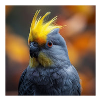 Close-up Portrait of a Yellow Cockatoo in the Wild. (Print Only)