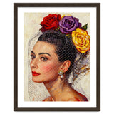 Audrey Hepburn, Impasto Floral Veil Portrait, Classic Hollywood Oil Painting, thumbnail