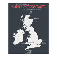 UK & Ireland Map of Alien First Contacts in Movies (Print Only)