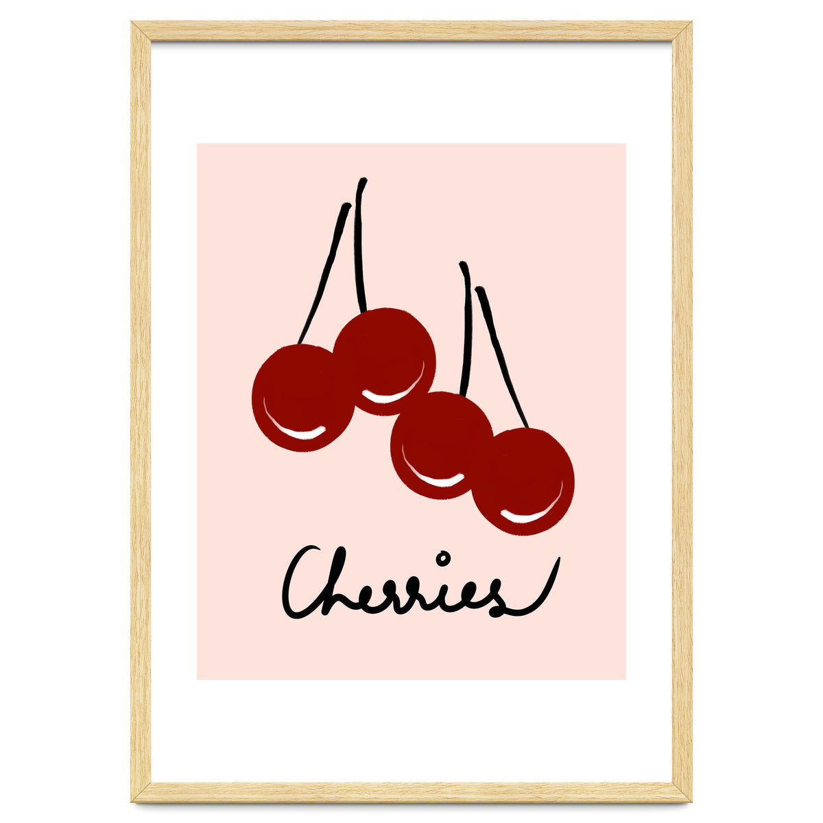 Cherries modern simple minimalistic red cute Fruit wall art