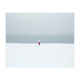 A walking woman in the winter snow beach (Print Only) thumbnail
