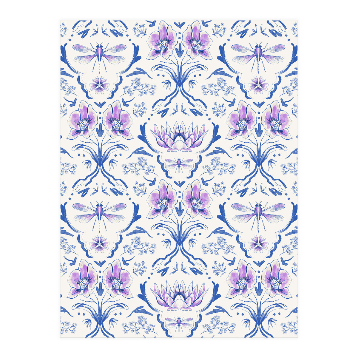 Bohemian Garden Blue Pattern (Print Only)