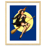 Pinup Sexy Witch Posing On A Broom thumbnail