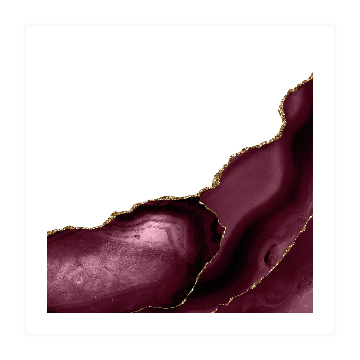 Burgundy & Gold Agate Texture 26  (Print Only)