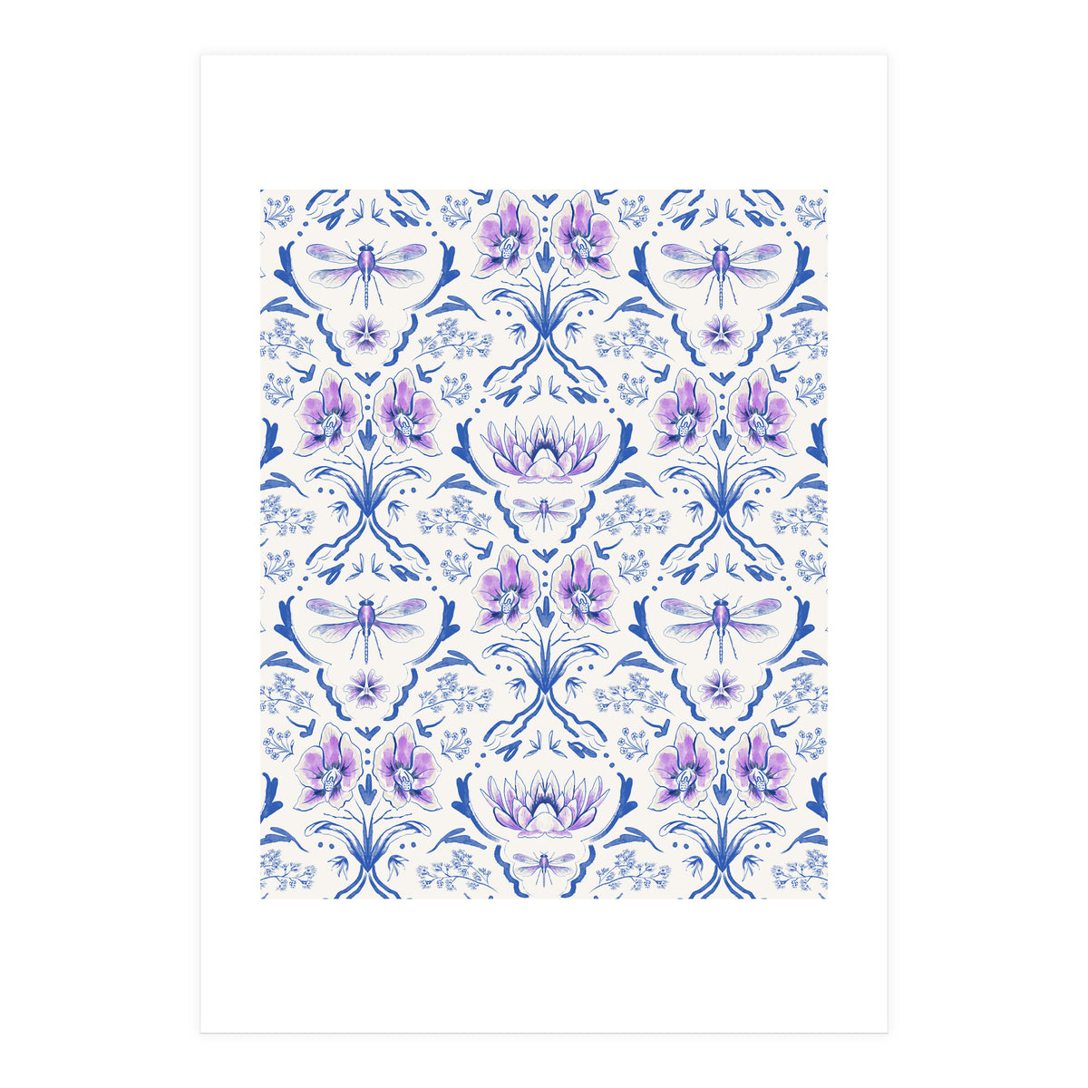 Bohemian Garden Blue Pattern (Print Only)