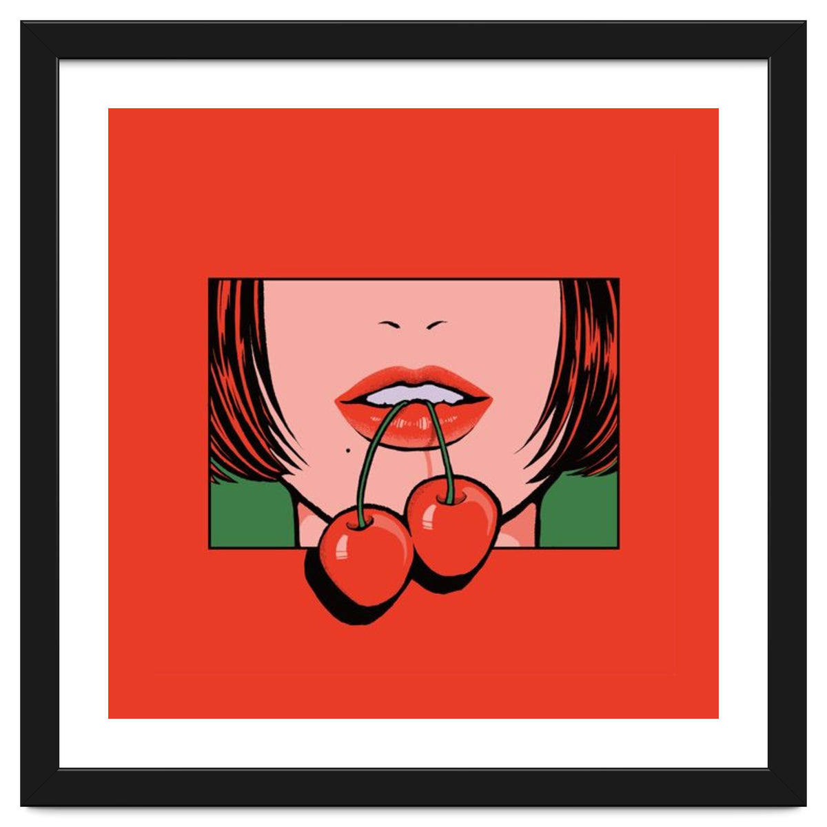 Pop Art Cherry Bold Lips With A Classic Design