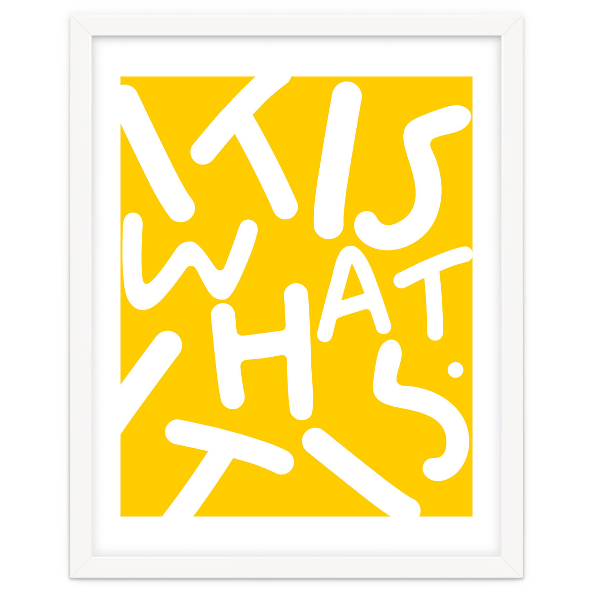 It Is What It Is. Typography Funky Quote Saying Words, Minimal Positivity Bright Yellow, Fun Quirky Eclectic Bohemian Contemporary Modern