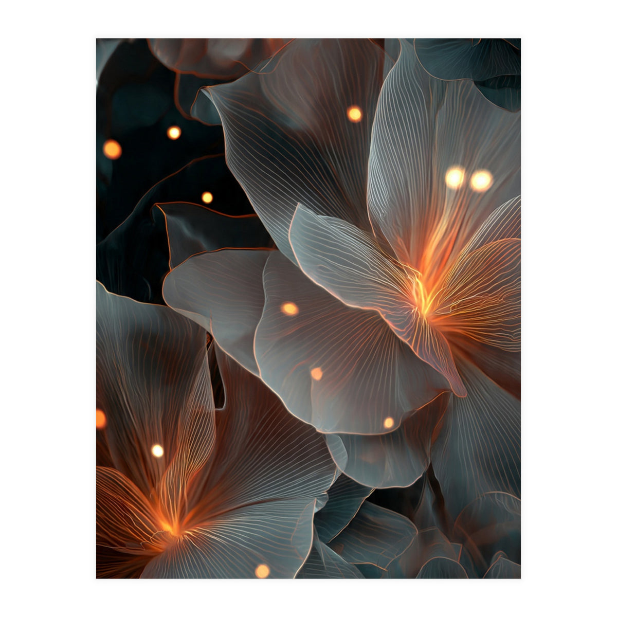 Ethereal Glowing Flora: Abstract Translucent Petals (Print Only)