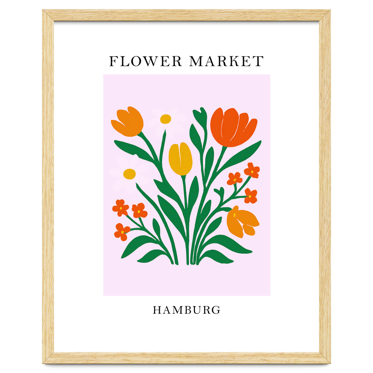 Hamburg Flower Market - Vibrant Modern Folk Art Print