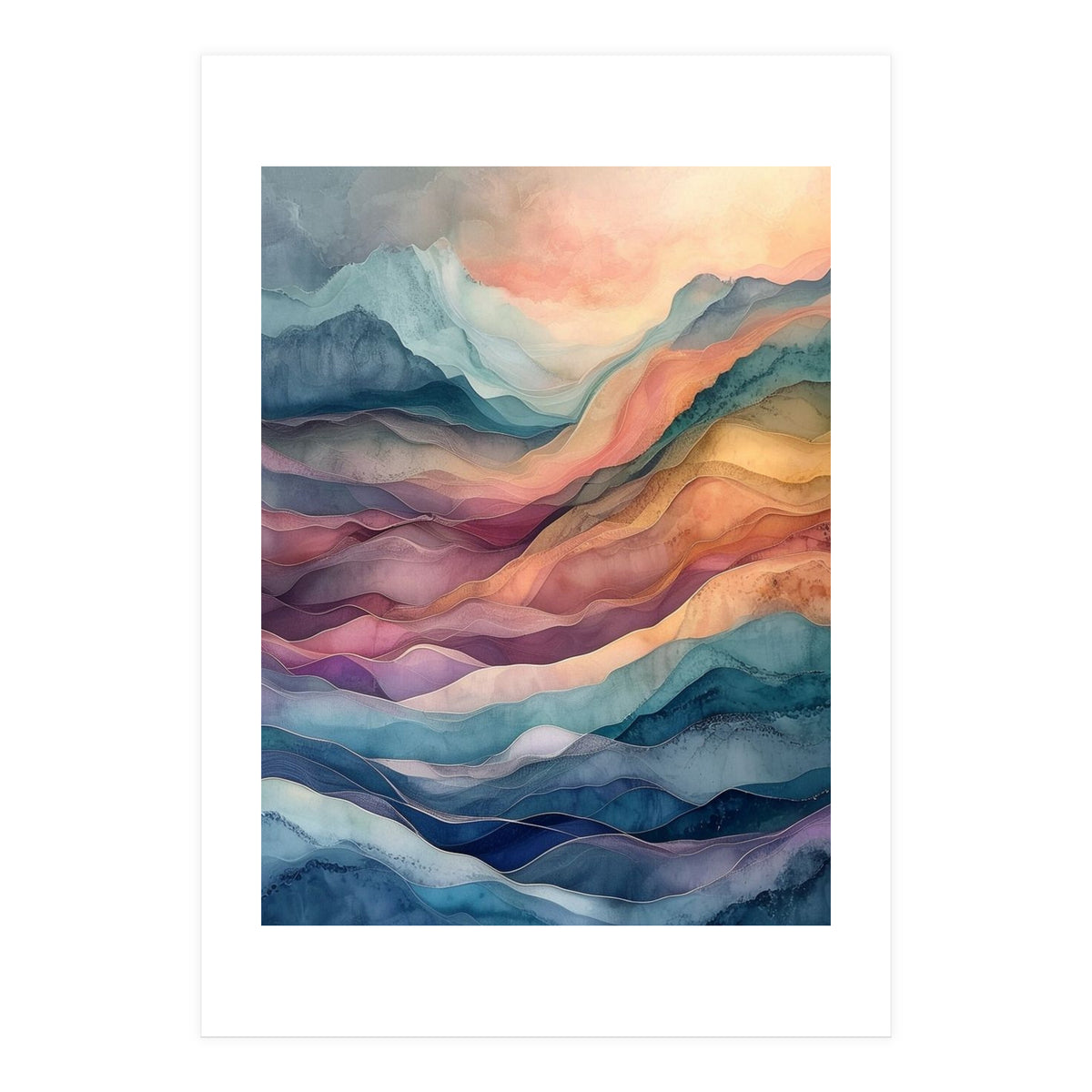 Abstract Fluid Mountain Landscape Art (Print Only)