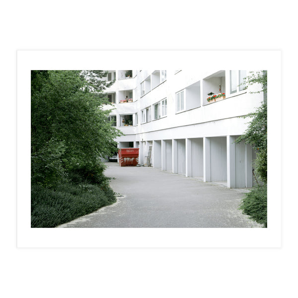 Red container in the residential site (Print Only)