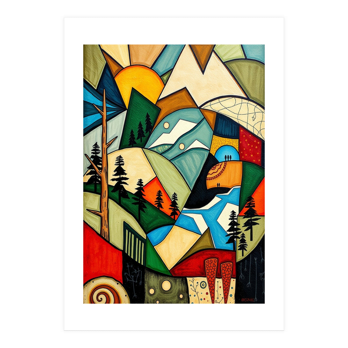 Abstract Nature Tree Mountain (Print Only)