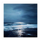 Midnight Seascape with Moonlight Reflecting (Print Only) thumbnail