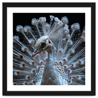 Albino Peacock Displaying White Feathers