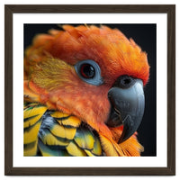 Close Up Of A Sun Conure Parrot's Head