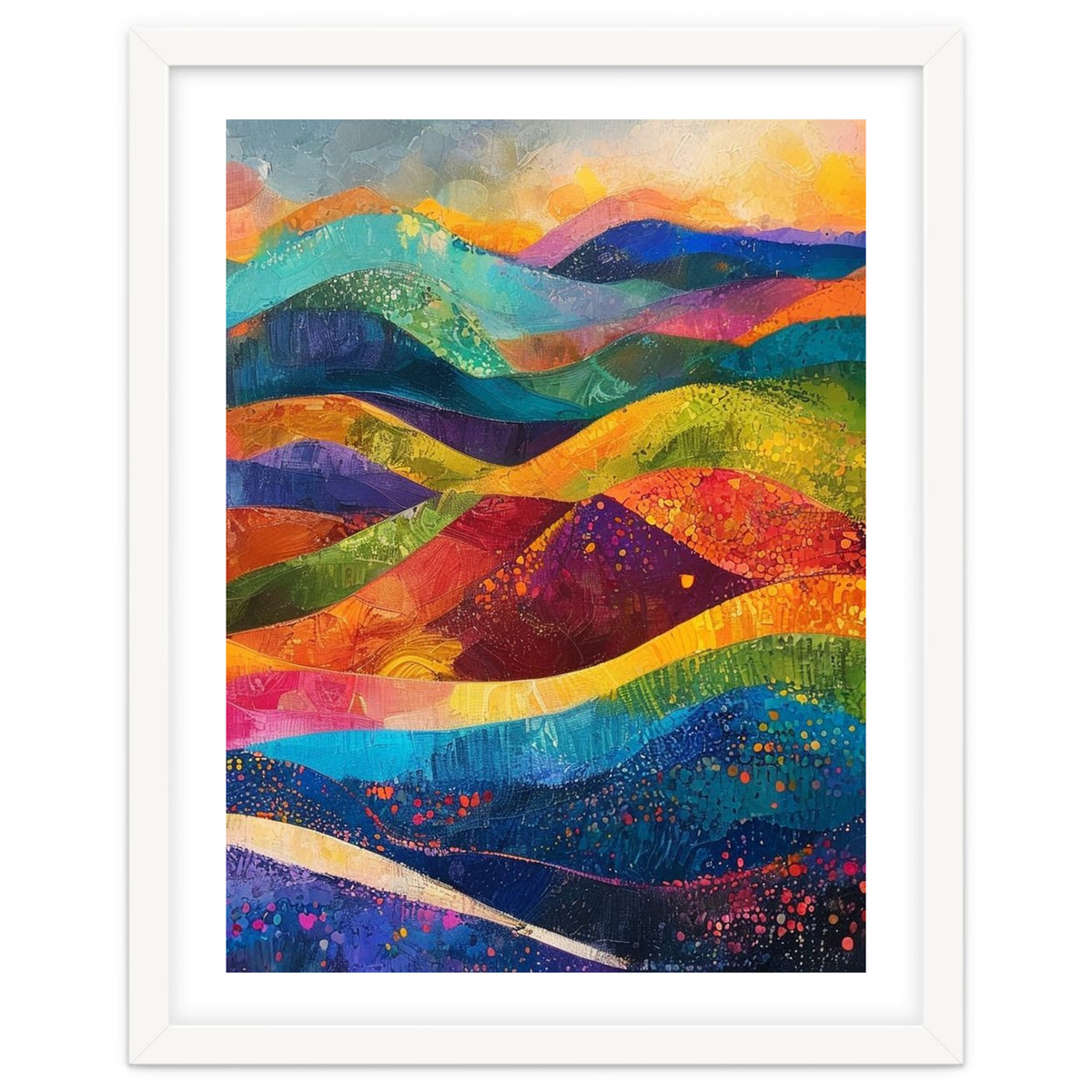 Vibrant Abstract Patchwork Landscape Art
