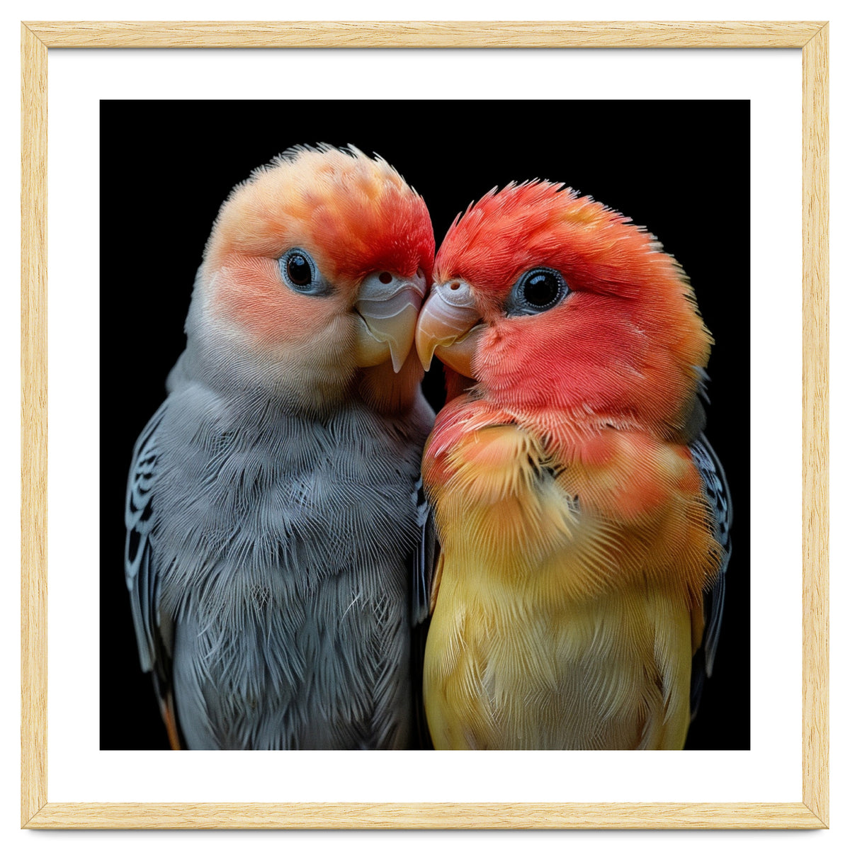 Two Lovebirds Nuzzle Together