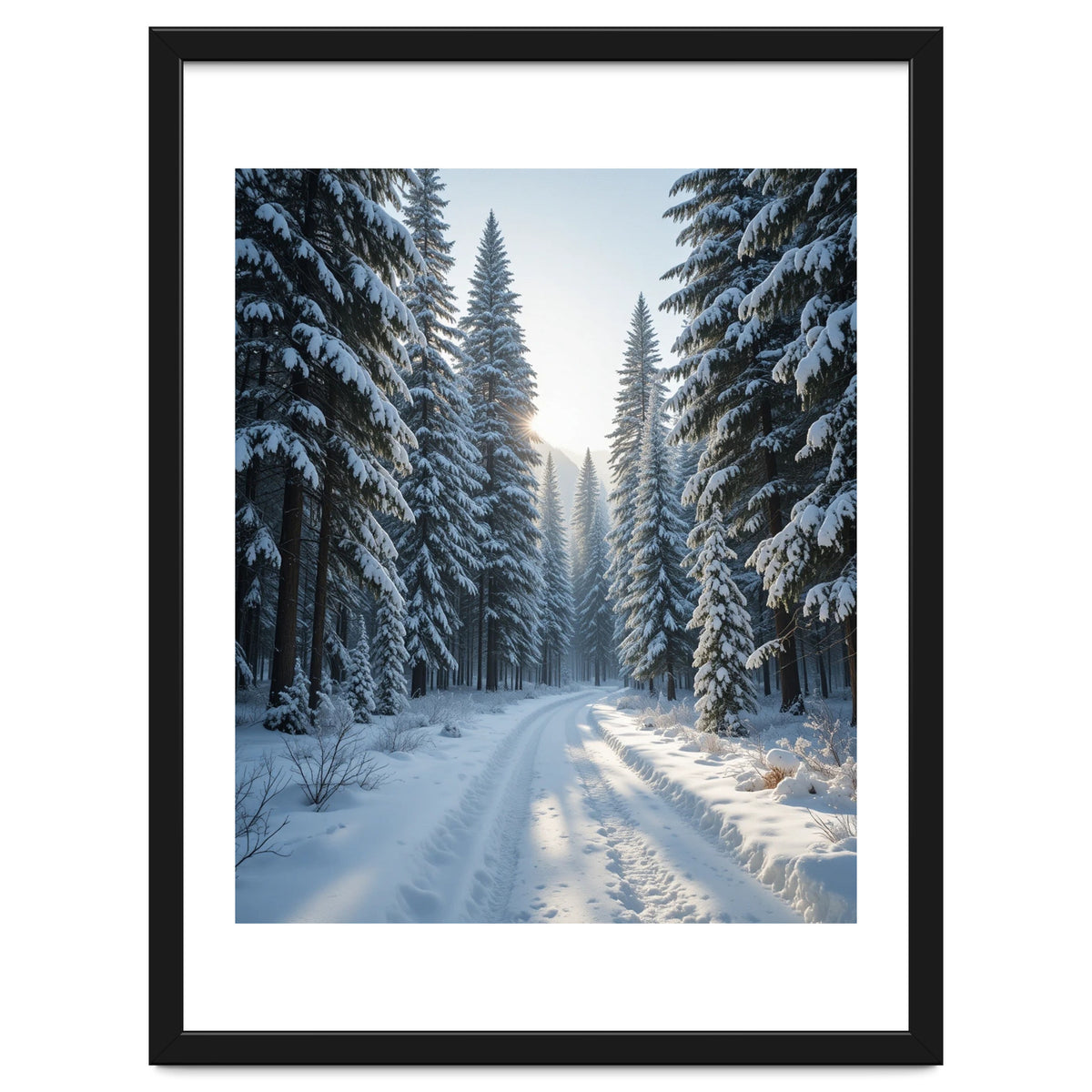 Serene Winter Wonderland Forest Road