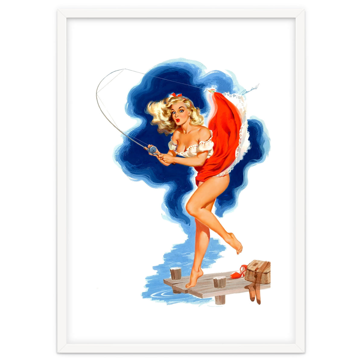 Pinup Sexy Girl And A Fishing Accident