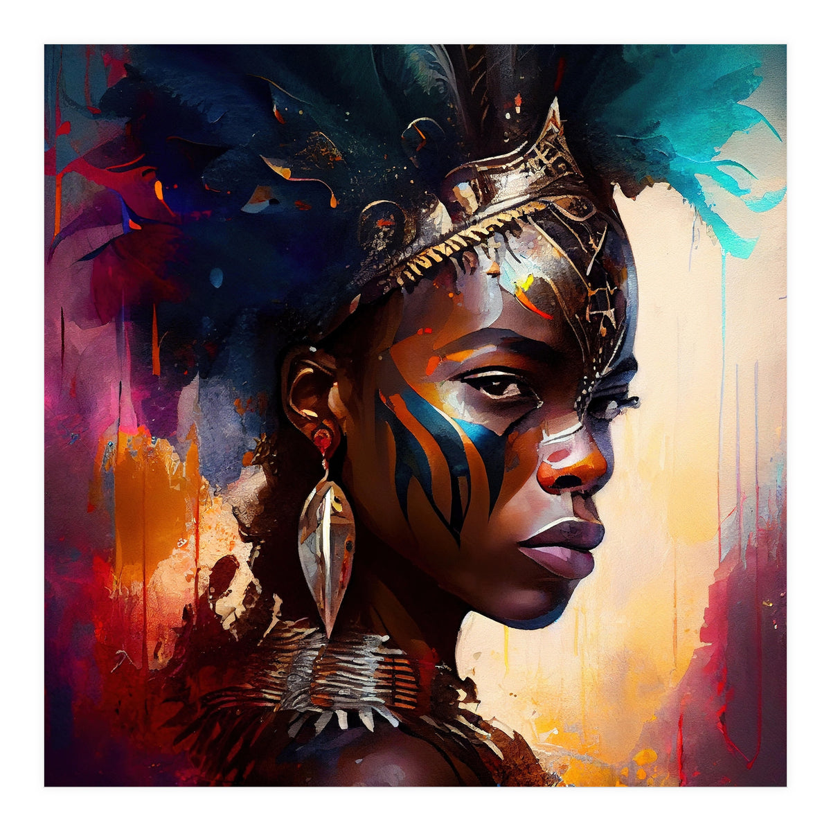 Powerful African Warrior Woman #4 (Print Only)