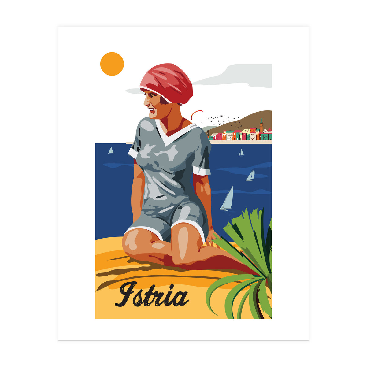 Istria, Swimmer on the Beach (Print Only)