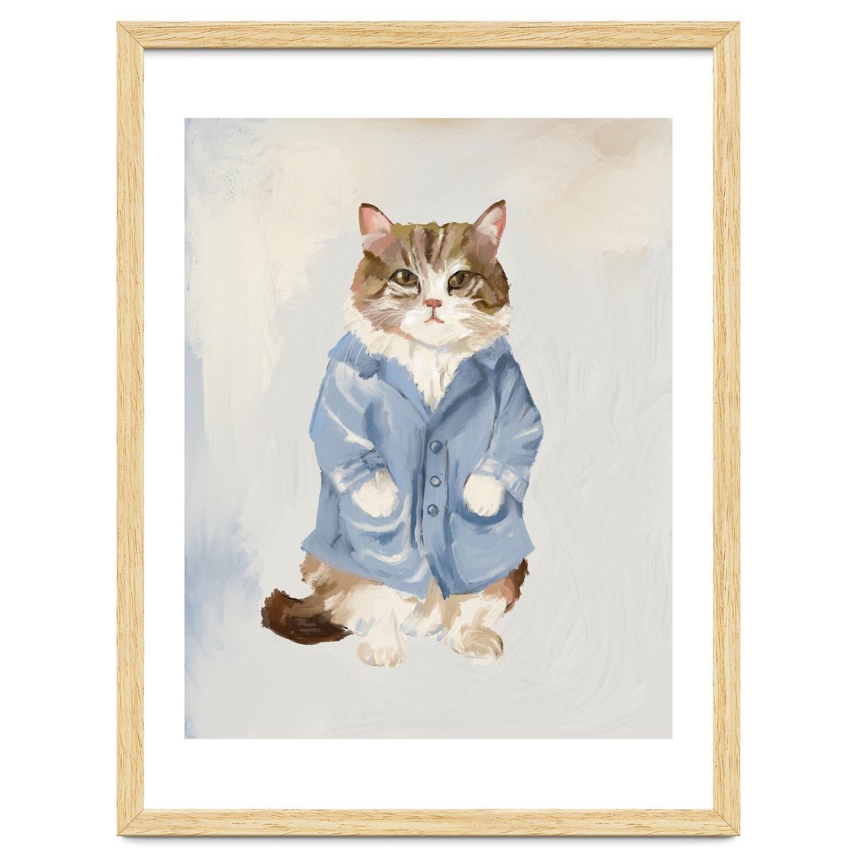 Sir James fluffy Tom cat in his blue pajamas oils