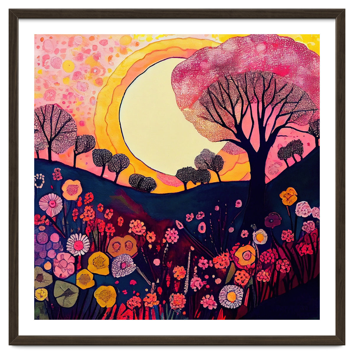 Folk Sunset Over Floral Hills