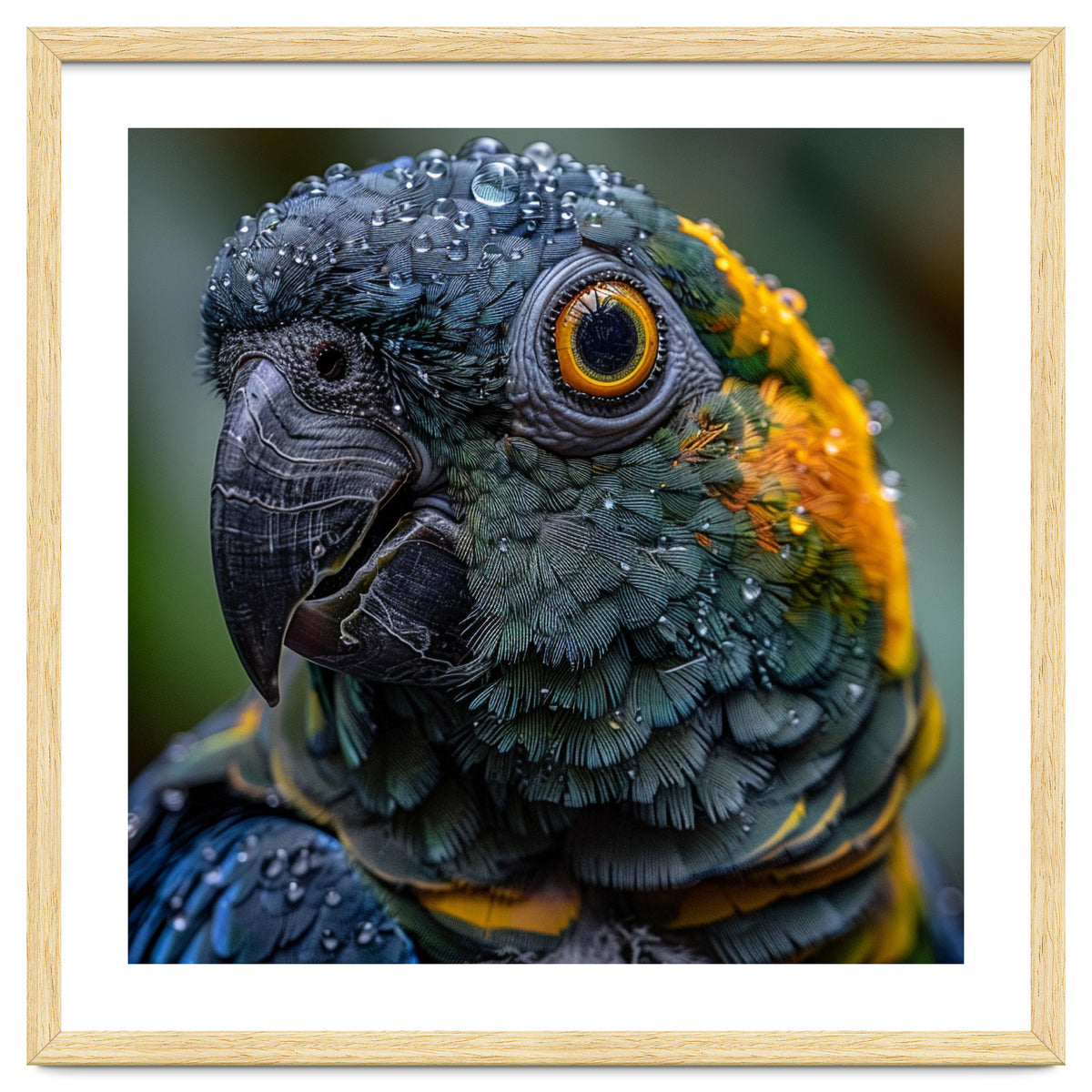 Close Up Of A Wet Macaw Parrot Head