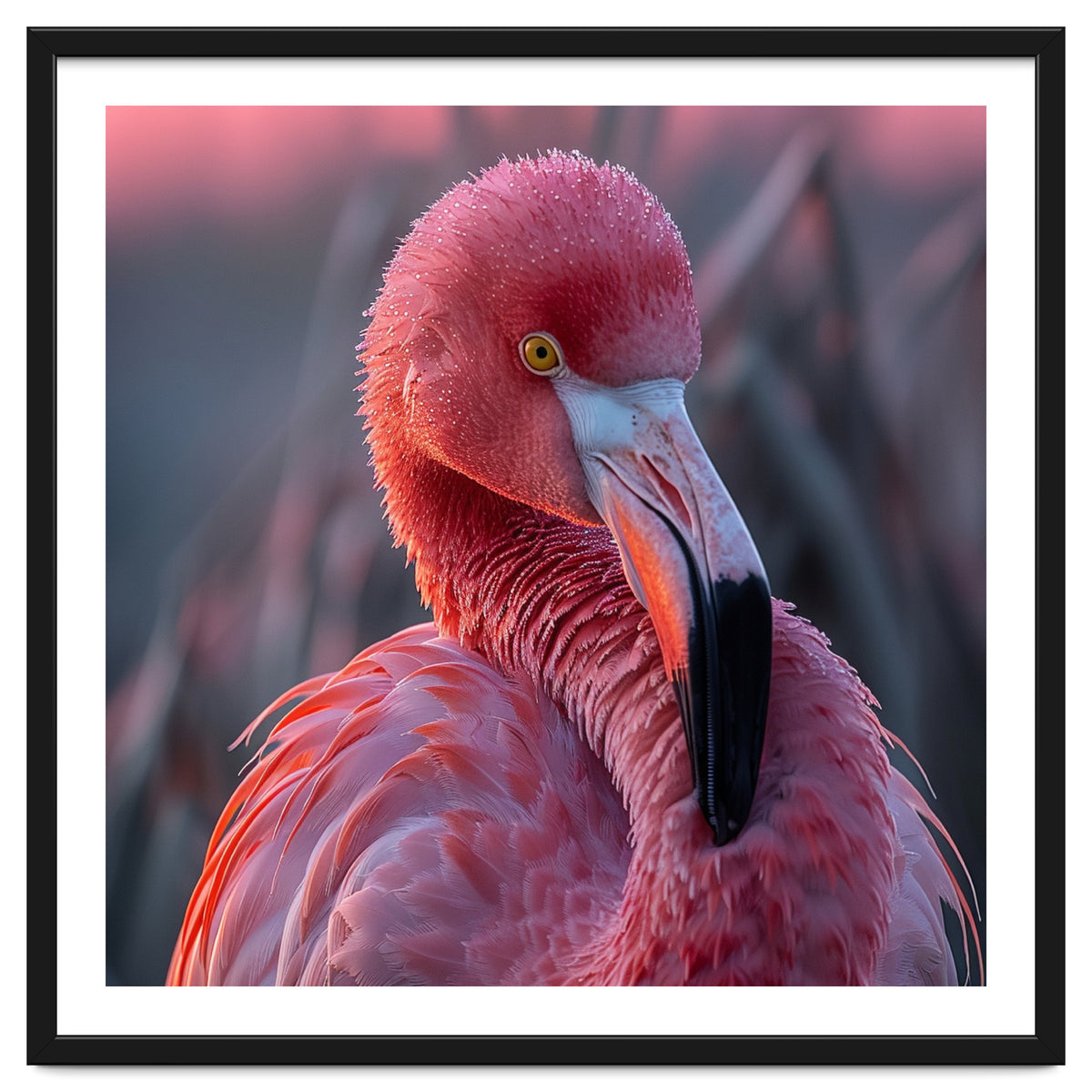 Pink Flamingo Bird Close Up Portrait
