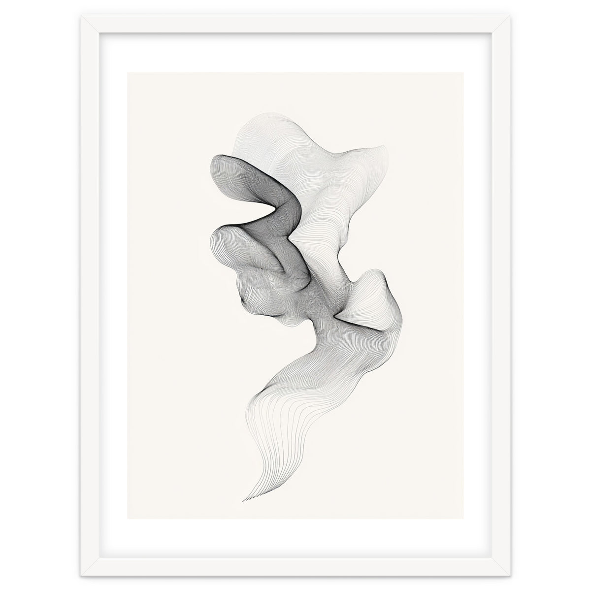 Abstract Black And White Swirling Lines Flowing Form