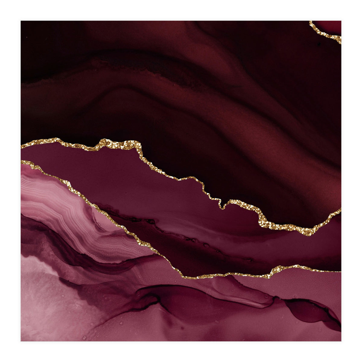 Burgundy & Gold Agate Texture 12 (Print Only)