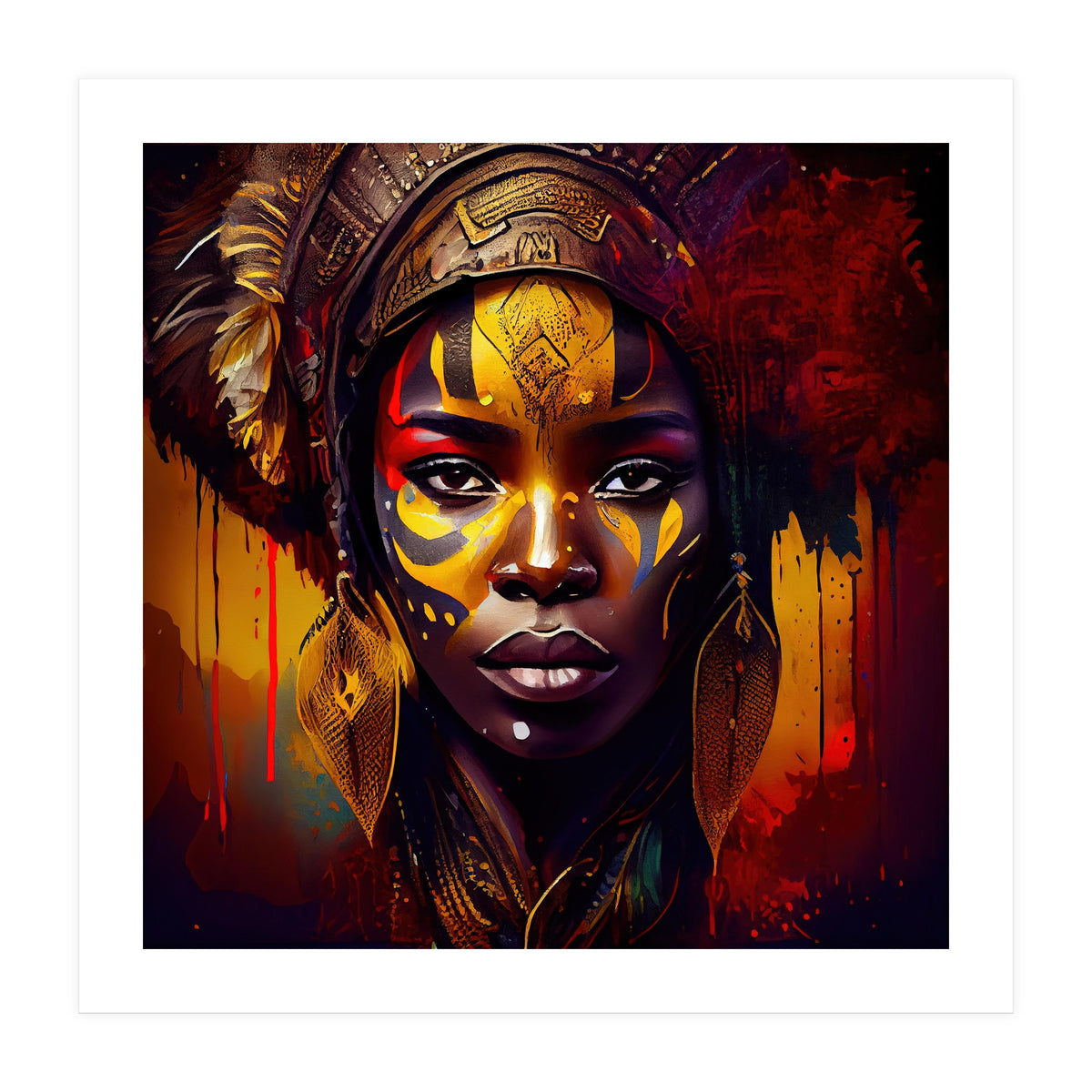 Powerful African Warrior Woman #1 (Print Only)